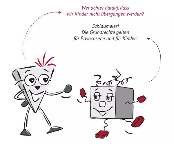 Illustration: Grundrechtefibel, LpB BW & Herder 2019 / Entwurf Poli u. Tik: Helga Ritter, Umsetzung: Tamara Dubinin.
