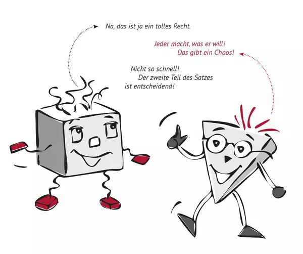 Illustration: Grundrechtefibel, LpB BW & Herder 2019 / Entwurf Poli u. Tik: Helga Ritter, Umsetzung: Tamara Dubinin.