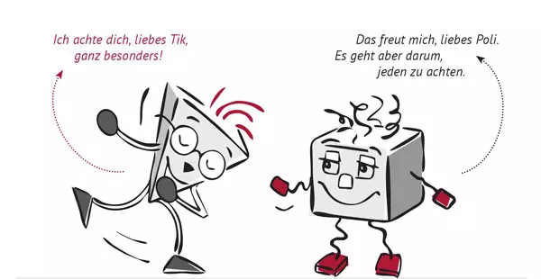 Illustration: Grundrechtefibel, LpB BW & Herder 2019 / Entwurf Poli u. Tik: Helga Ritter, Umsetzung: Tamara Dubinin.